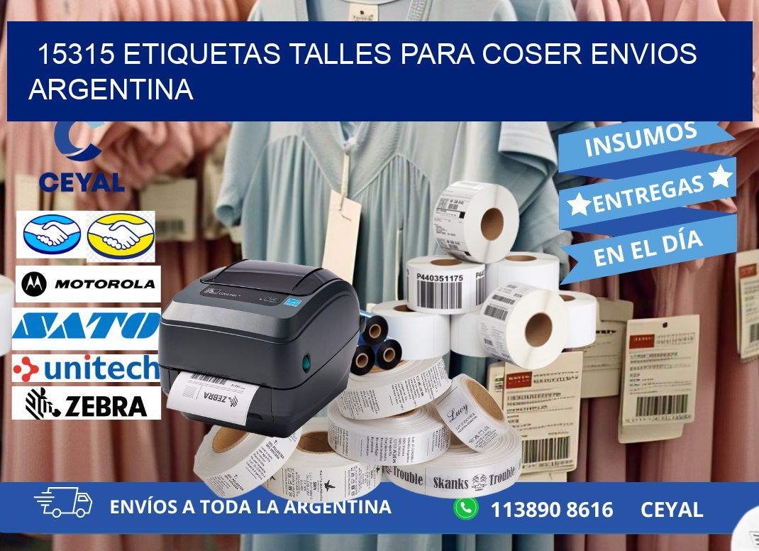 15315 ETIQUETAS TALLES PARA COSER ENVIOS ARGENTINA