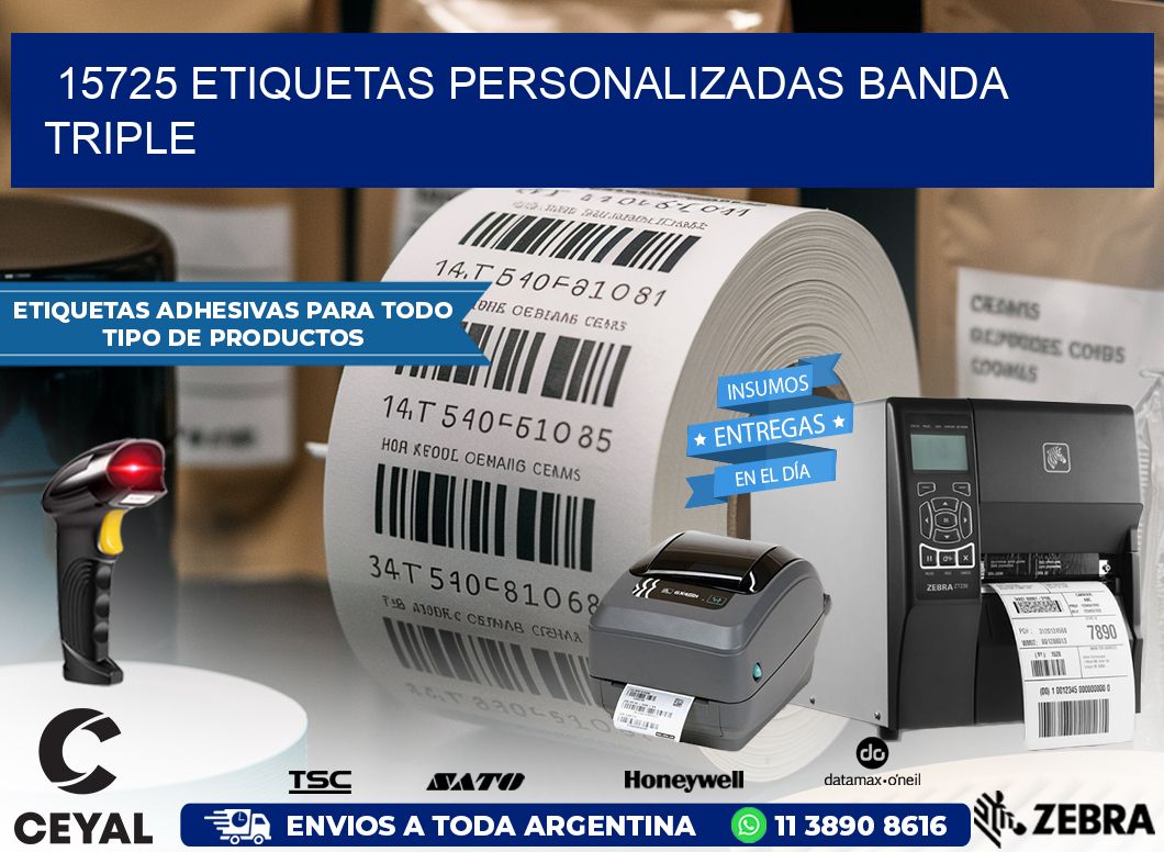 15725 Etiquetas personalizadas banda triple