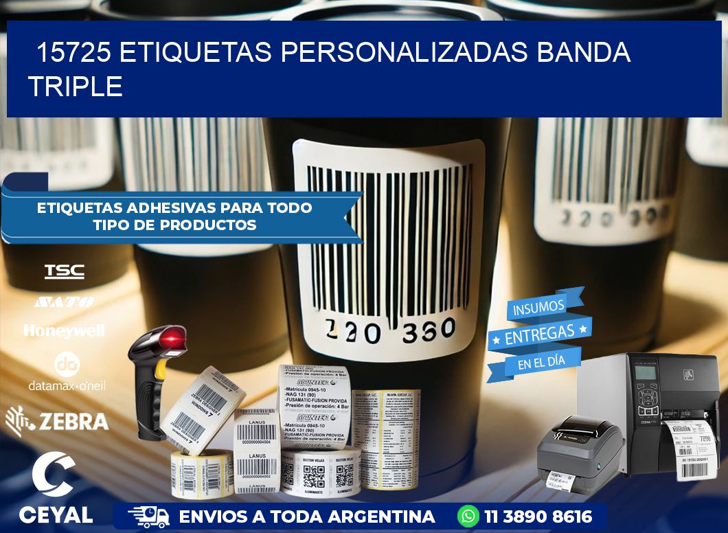 15725 Etiquetas personalizadas banda triple