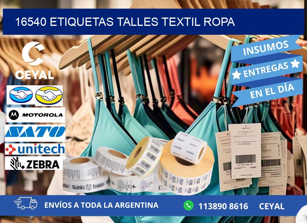 16540 ETIQUETAS TALLES TEXTIL ROPA