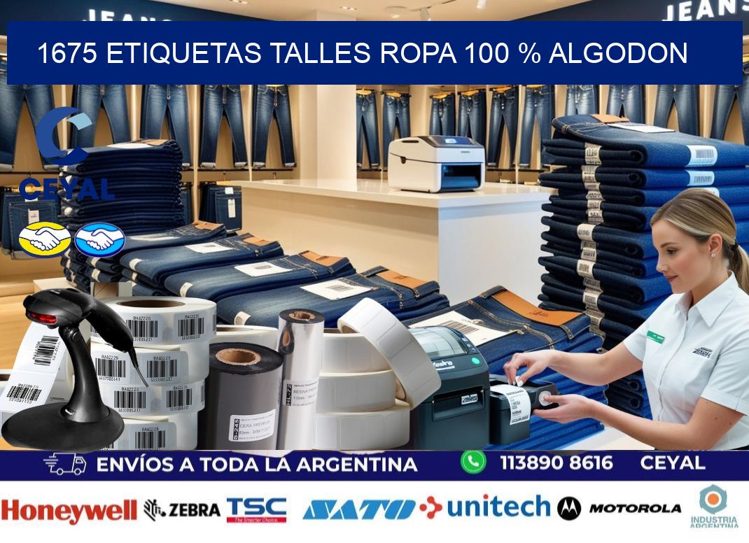 1675 ETIQUETAS TALLES ROPA 100 % ALGODON