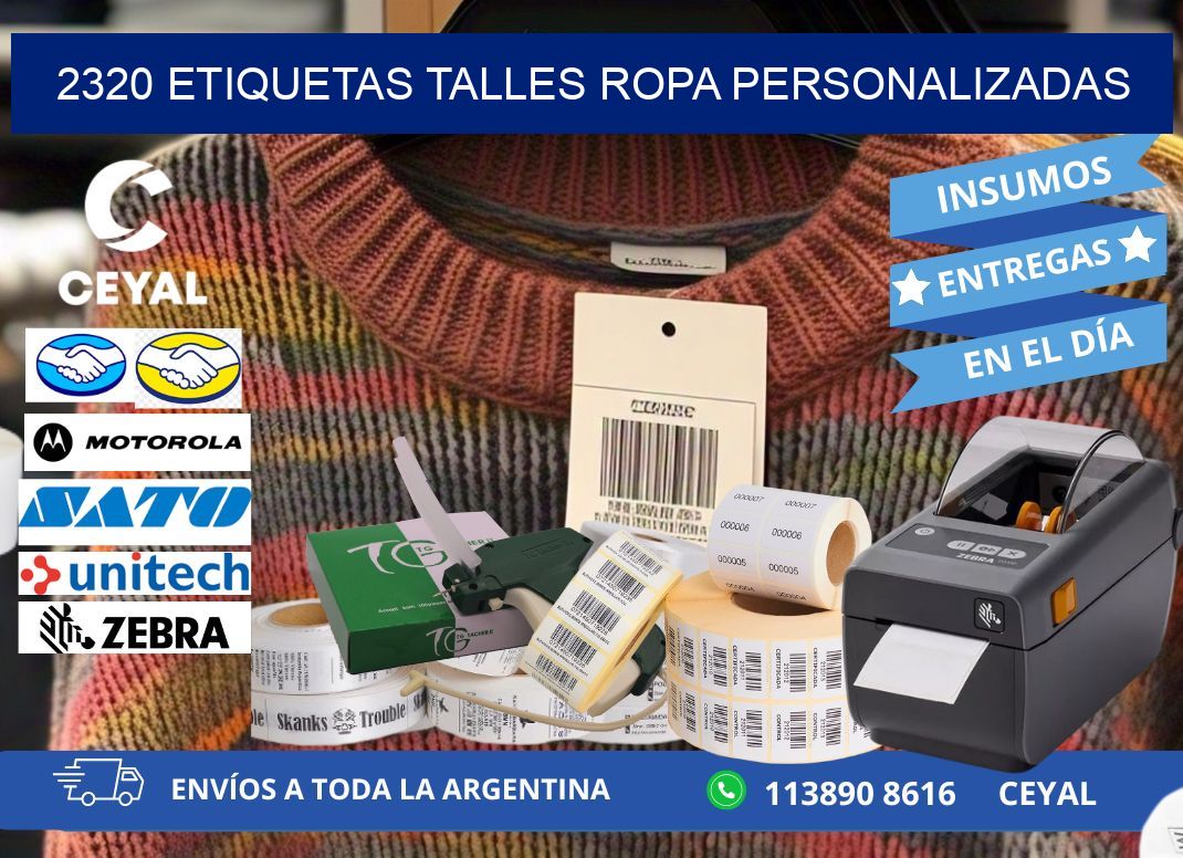 2320 ETIQUETAS TALLES ROPA PERSONALIZADAS