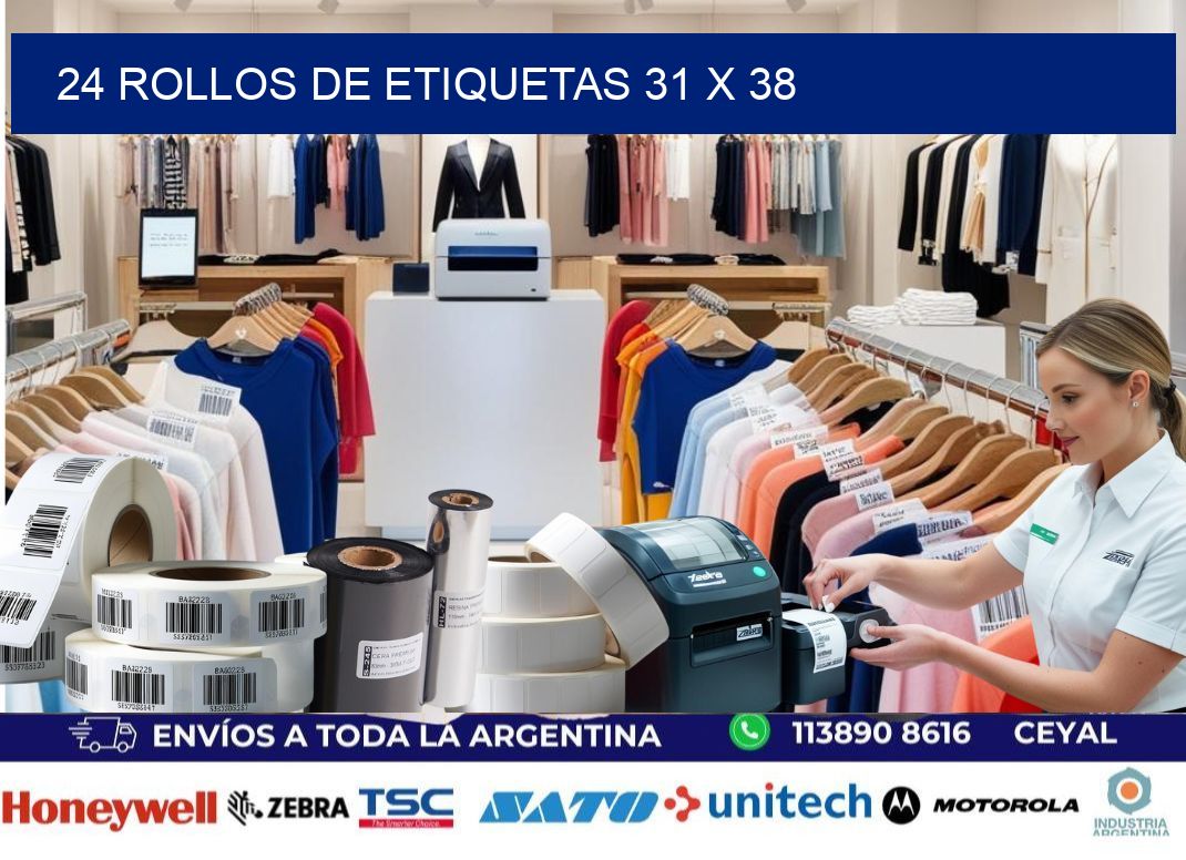 24 ROLLOS DE ETIQUETAS 31 x 38