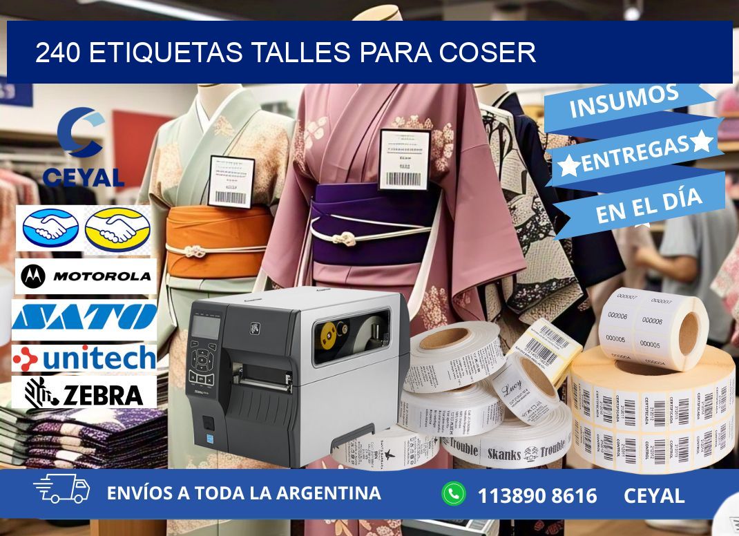240 ETIQUETAS TALLES PARA COSER