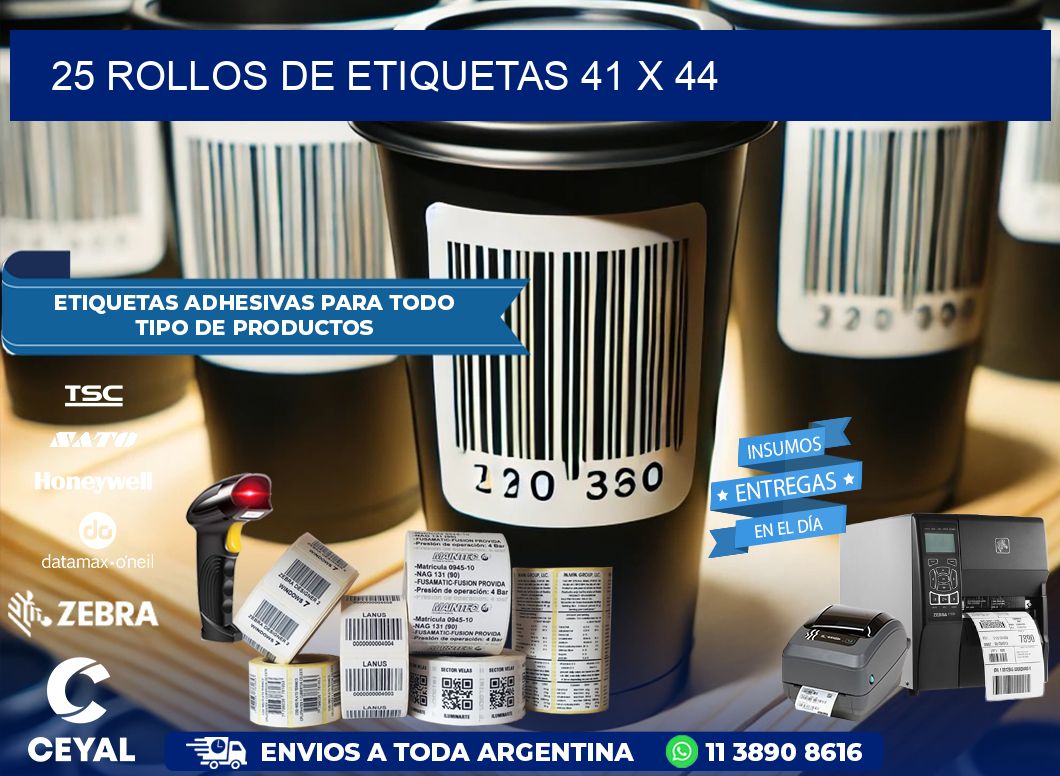 25 ROLLOS DE ETIQUETAS 41 x 44