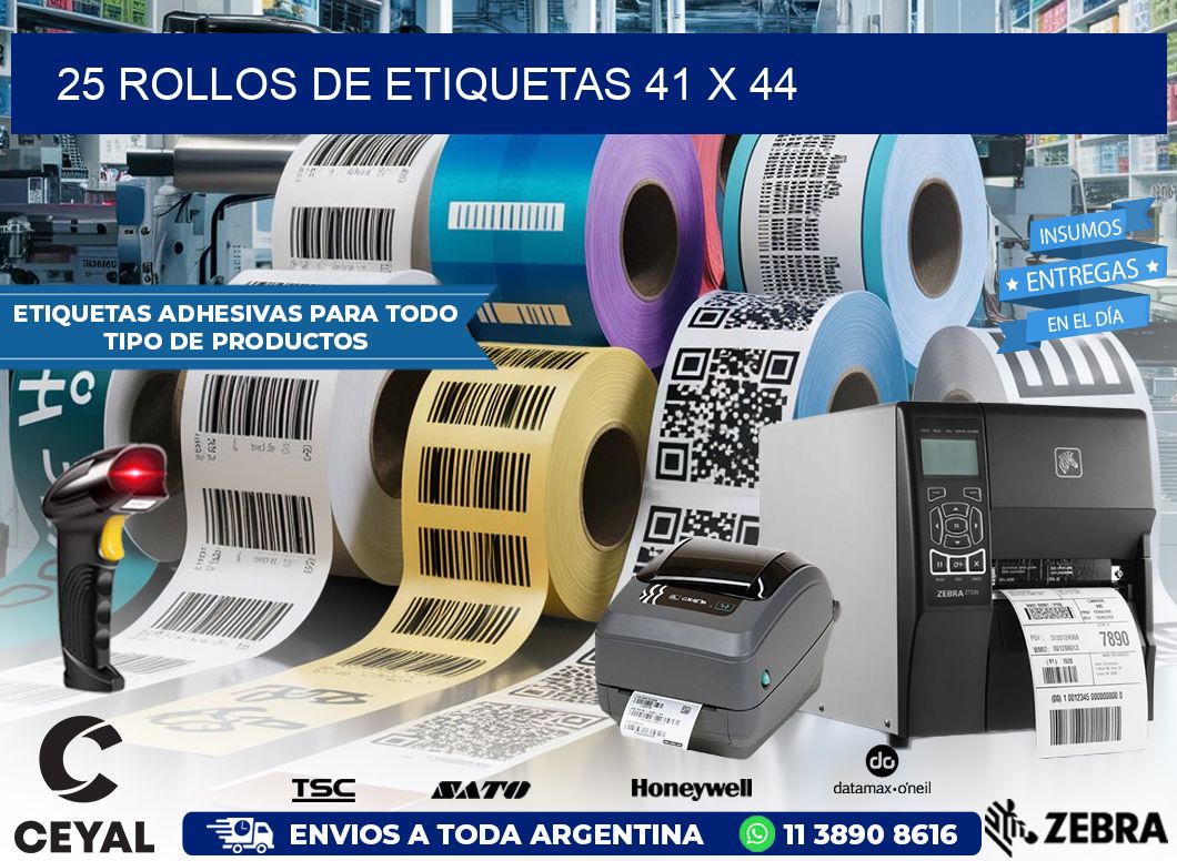 25 ROLLOS DE ETIQUETAS 41 x 44