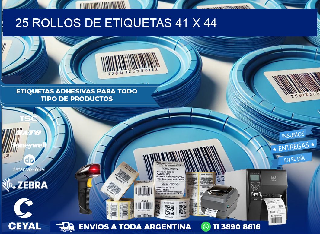 25 ROLLOS DE ETIQUETAS 41 x 44