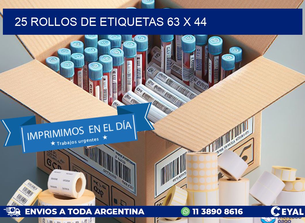 25 ROLLOS DE ETIQUETAS 63 x 44