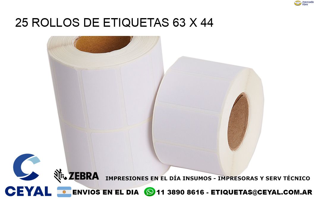 25 ROLLOS DE ETIQUETAS 63 x 44
