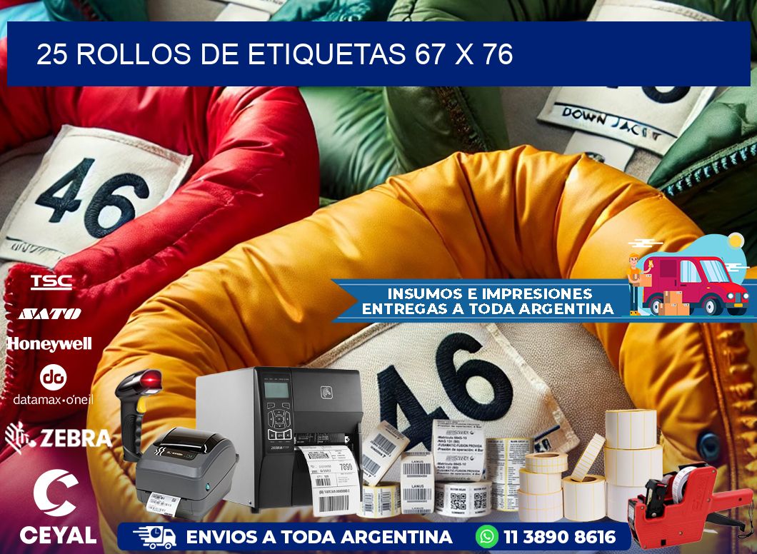 25 ROLLOS DE ETIQUETAS 67 x 76