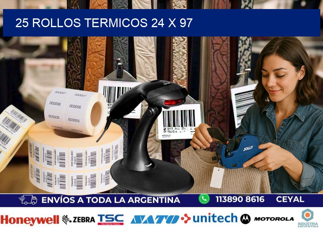 25 ROLLOS TERMICOS 24 x 97