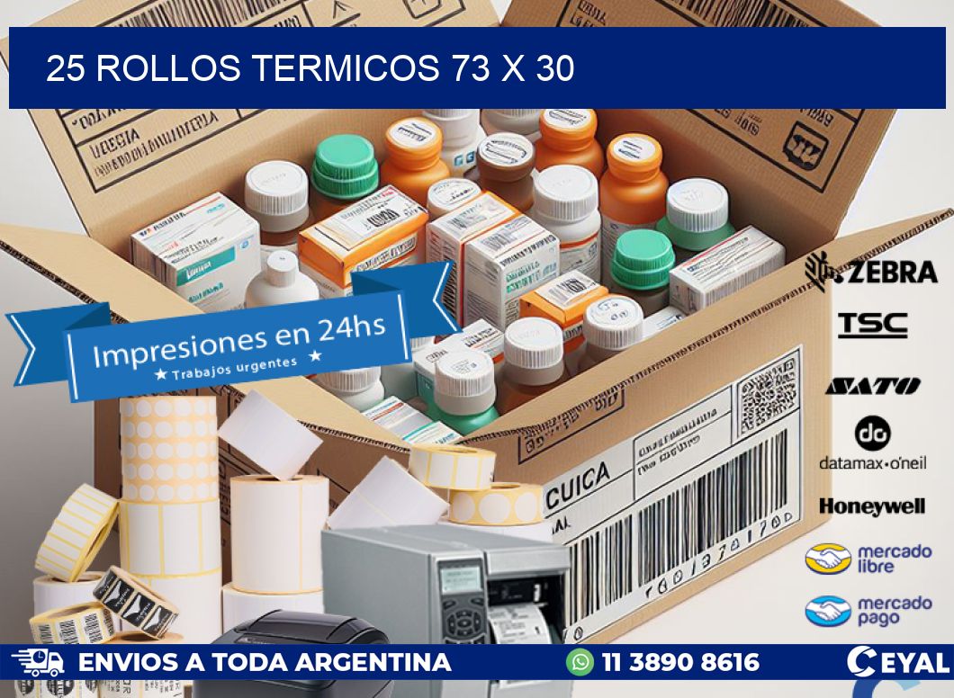 25 ROLLOS TERMICOS 73 x 30