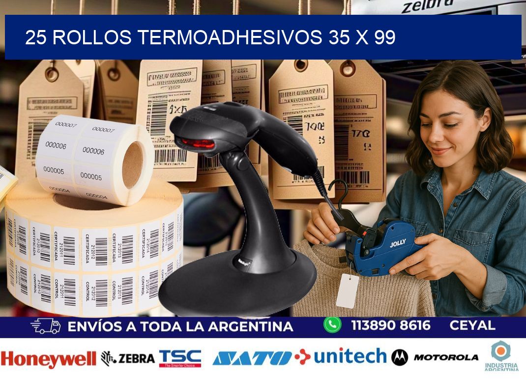 25 ROLLOS TERMOADHESIVOS 35 x 99