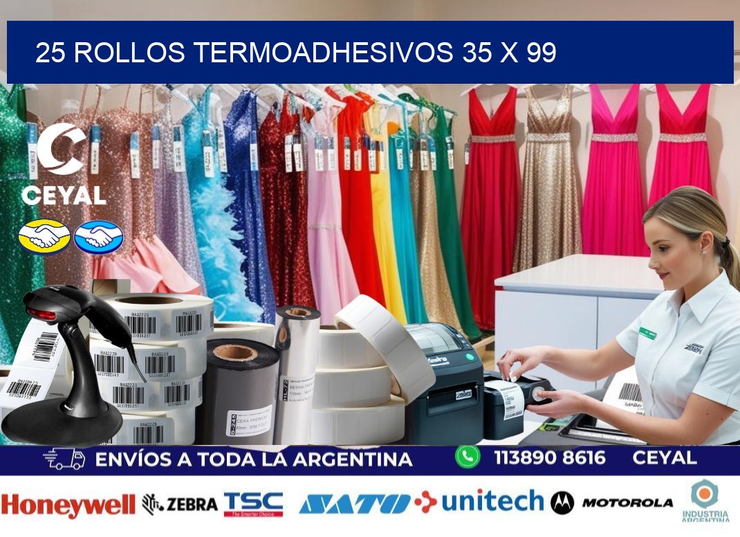 25 ROLLOS TERMOADHESIVOS 35 x 99