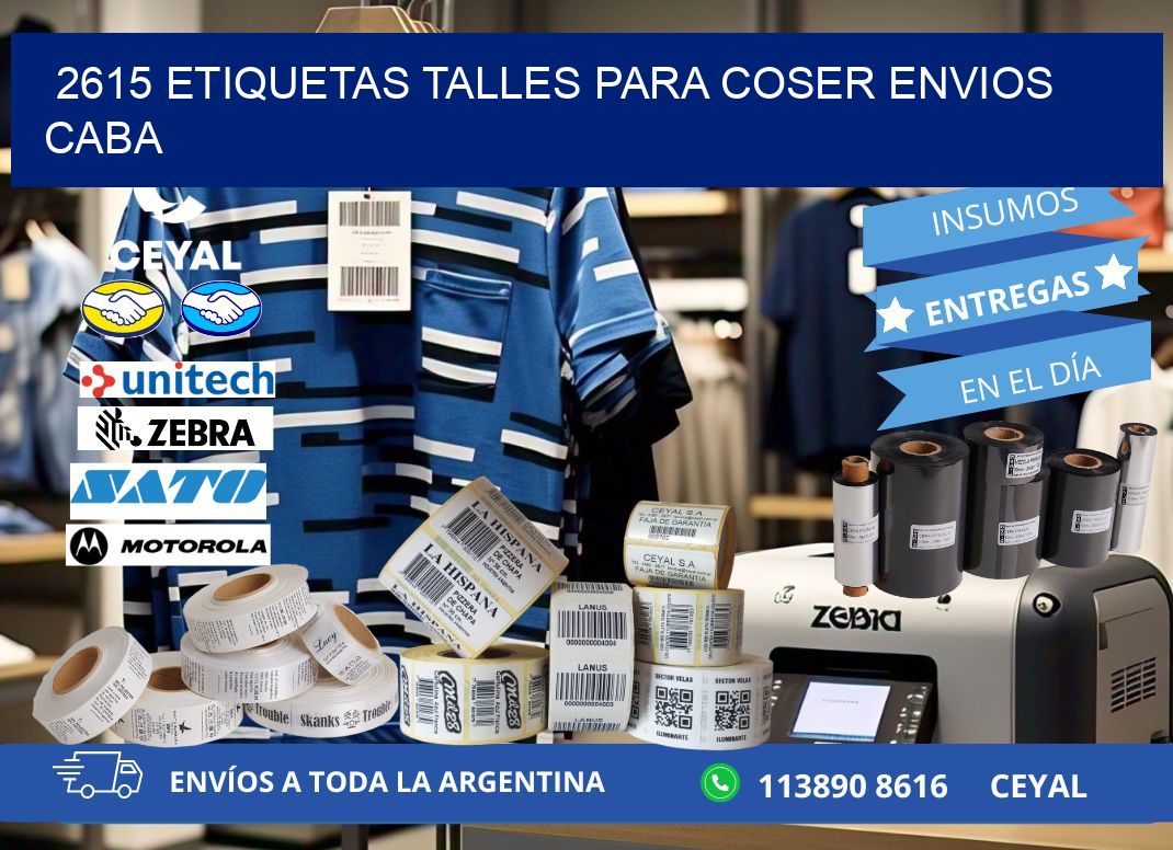 2615 ETIQUETAS TALLES PARA COSER ENVIOS CABA