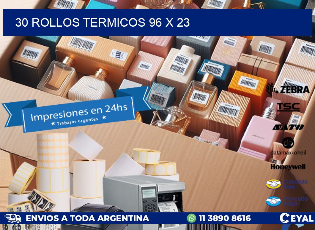 30 ROLLOS TERMICOS 96 x 23