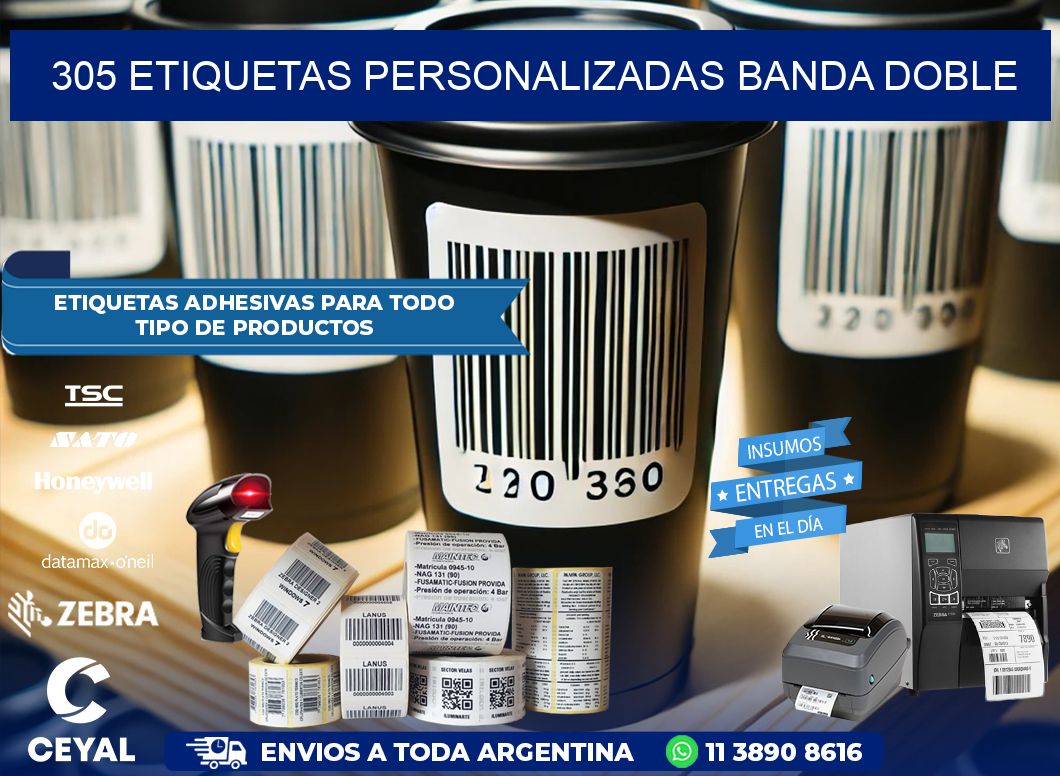 305 Etiquetas personalizadas banda doble