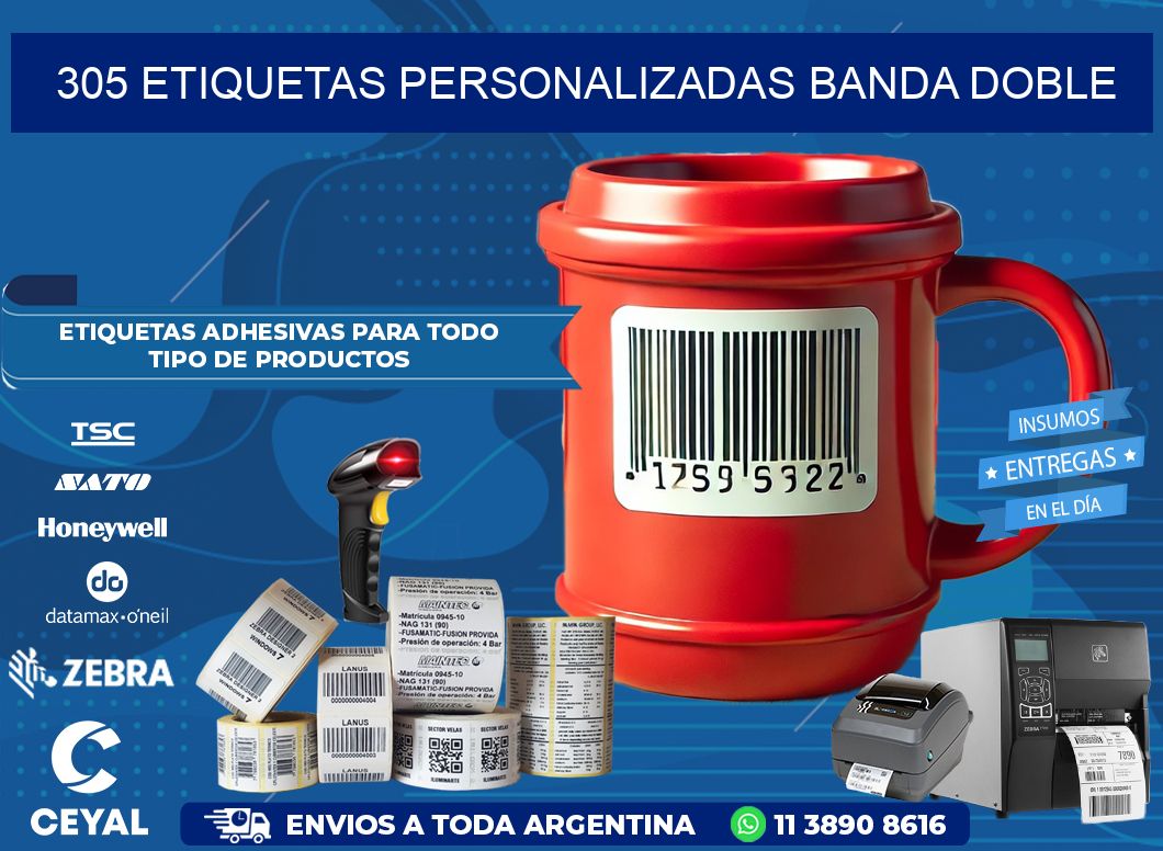 305 Etiquetas personalizadas banda doble