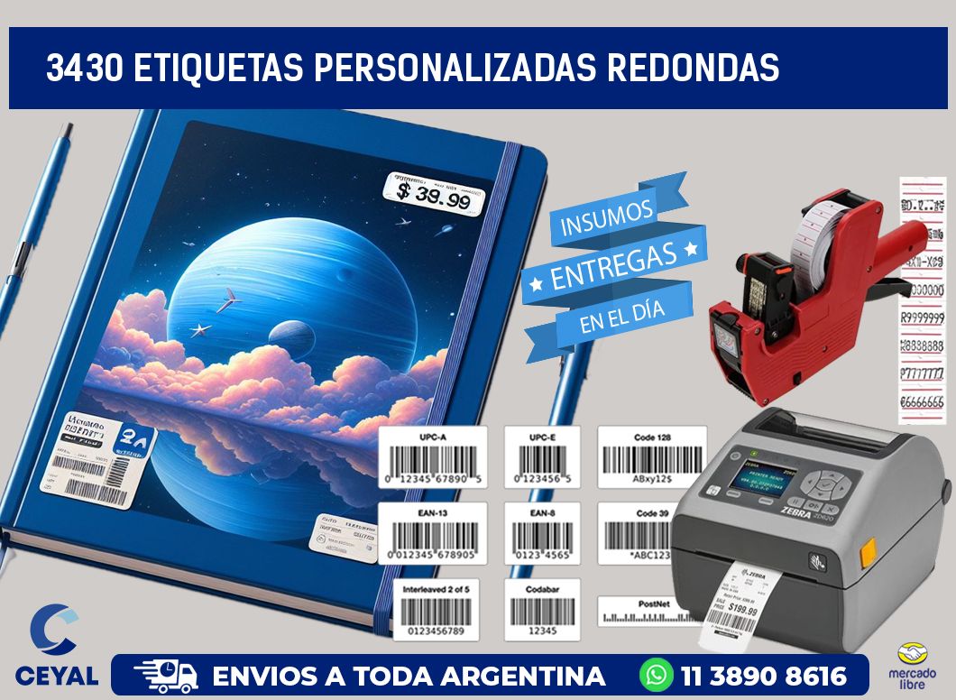 3430 Etiquetas personalizadas redondas