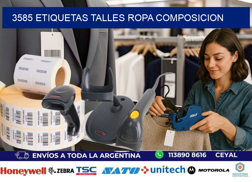 3585 ETIQUETAS TALLES ROPA COMPOSICION