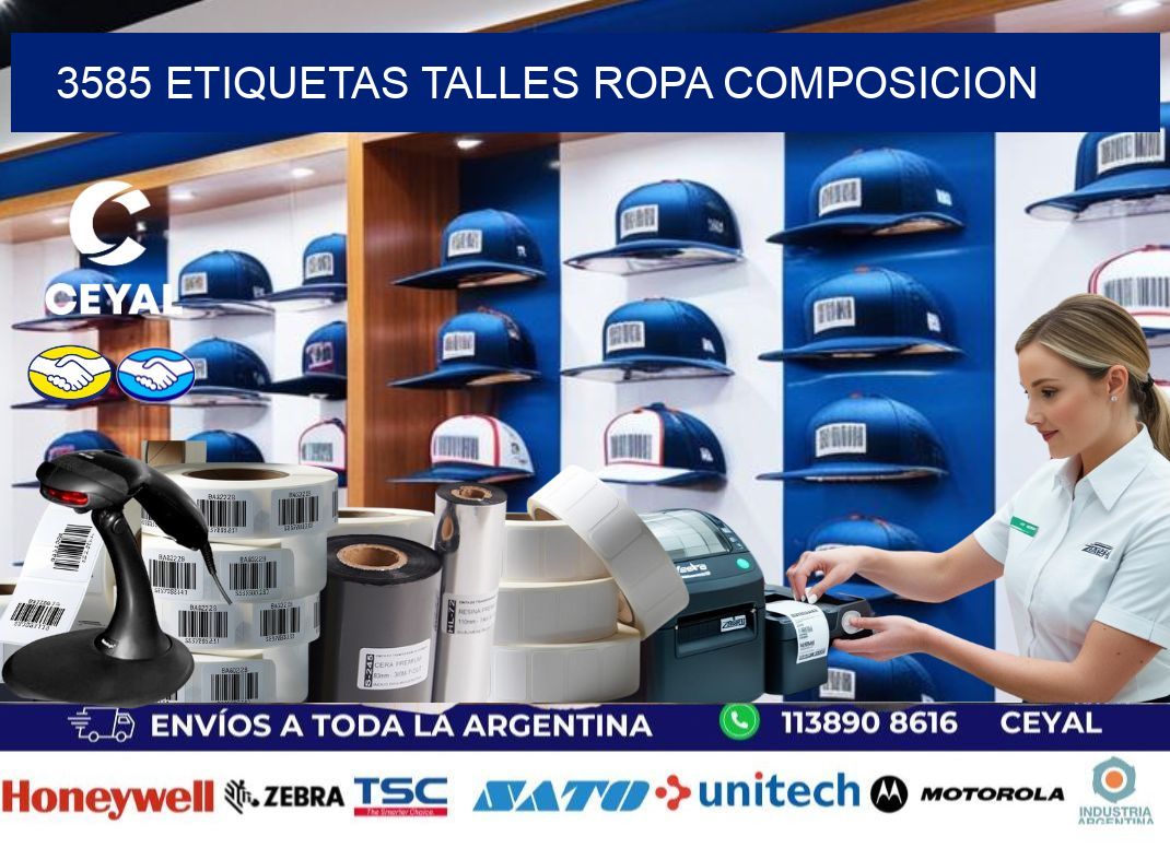 3585 ETIQUETAS TALLES ROPA COMPOSICION