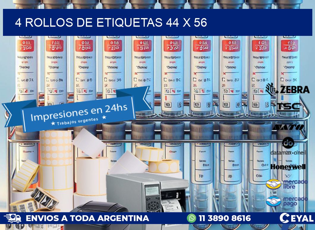 4 ROLLOS DE ETIQUETAS 44 x 56