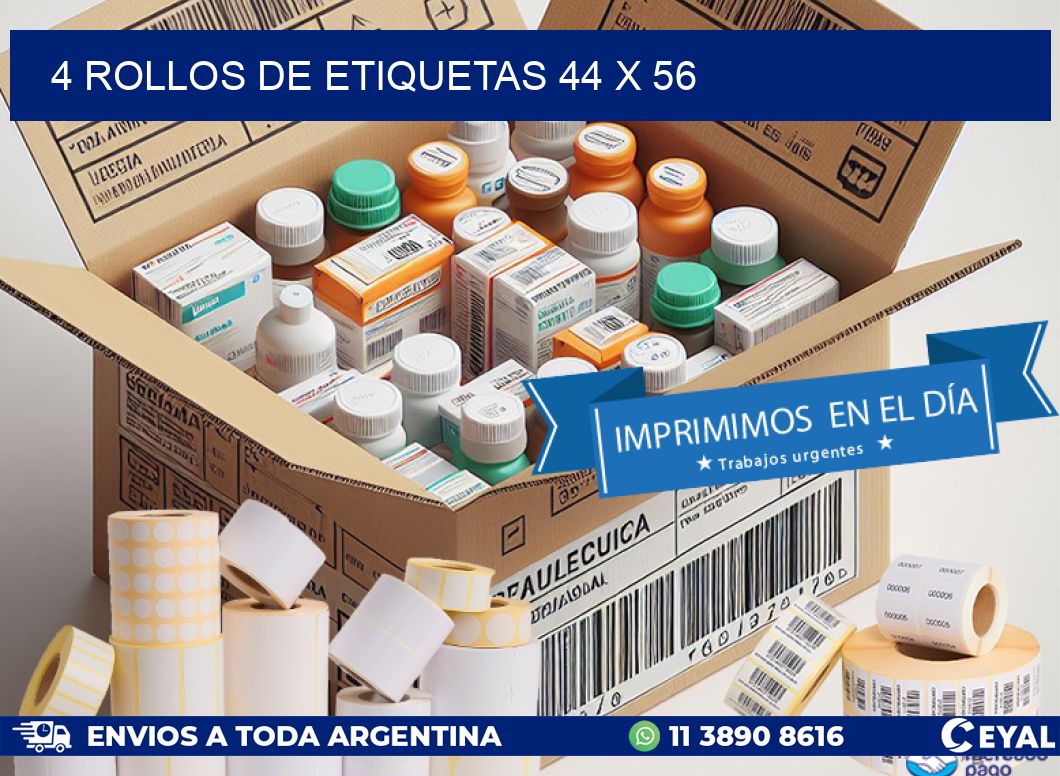 4 ROLLOS DE ETIQUETAS 44 x 56