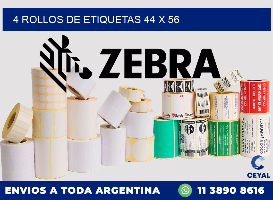 4 ROLLOS DE ETIQUETAS 44 x 56