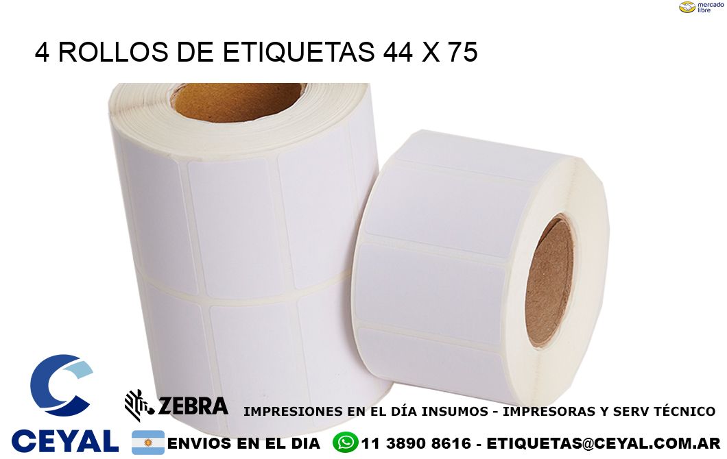 4 ROLLOS DE ETIQUETAS 44 x 75
