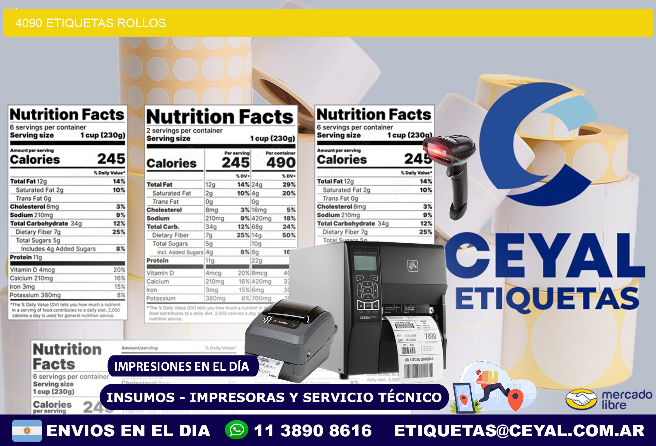 4090 etiquetas rollos