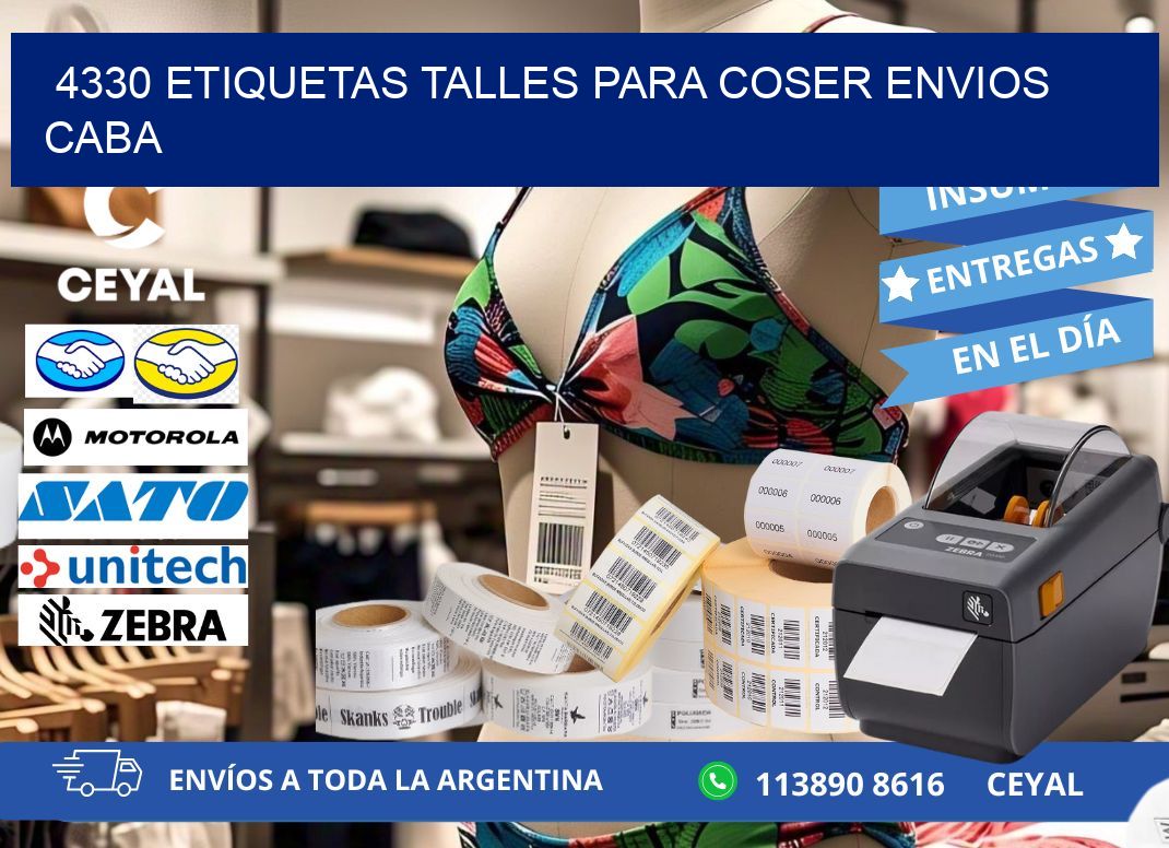 4330 ETIQUETAS TALLES PARA COSER ENVIOS CABA