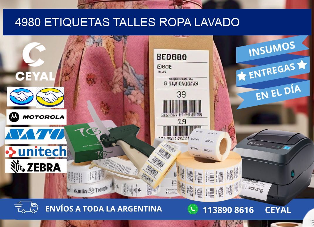 4980 ETIQUETAS TALLES ROPA LAVADO