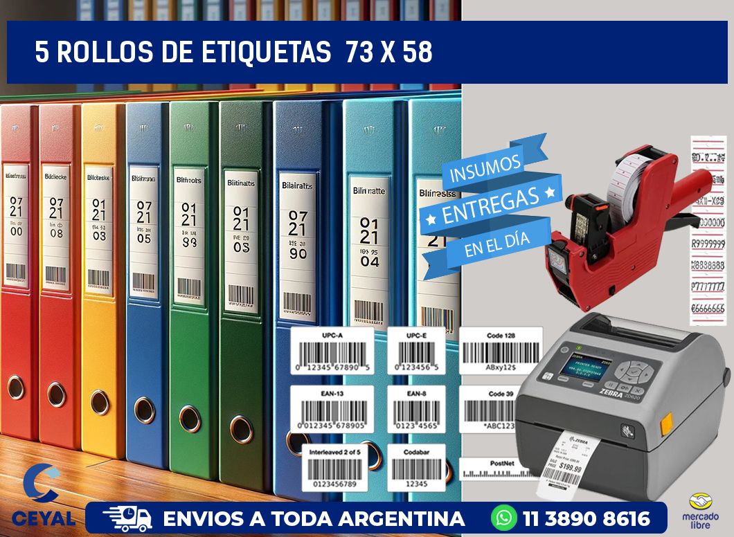 5 ROLLOS DE ETIQUETAS  73 x 58