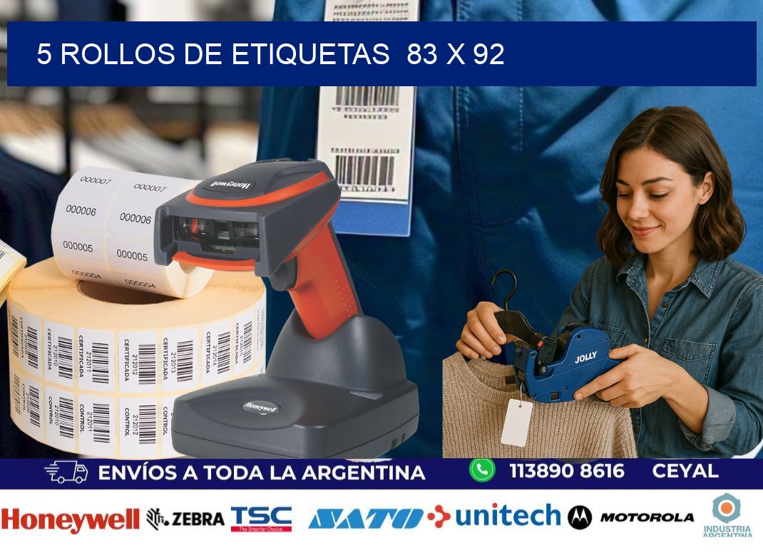 5 ROLLOS DE ETIQUETAS  83 x 92