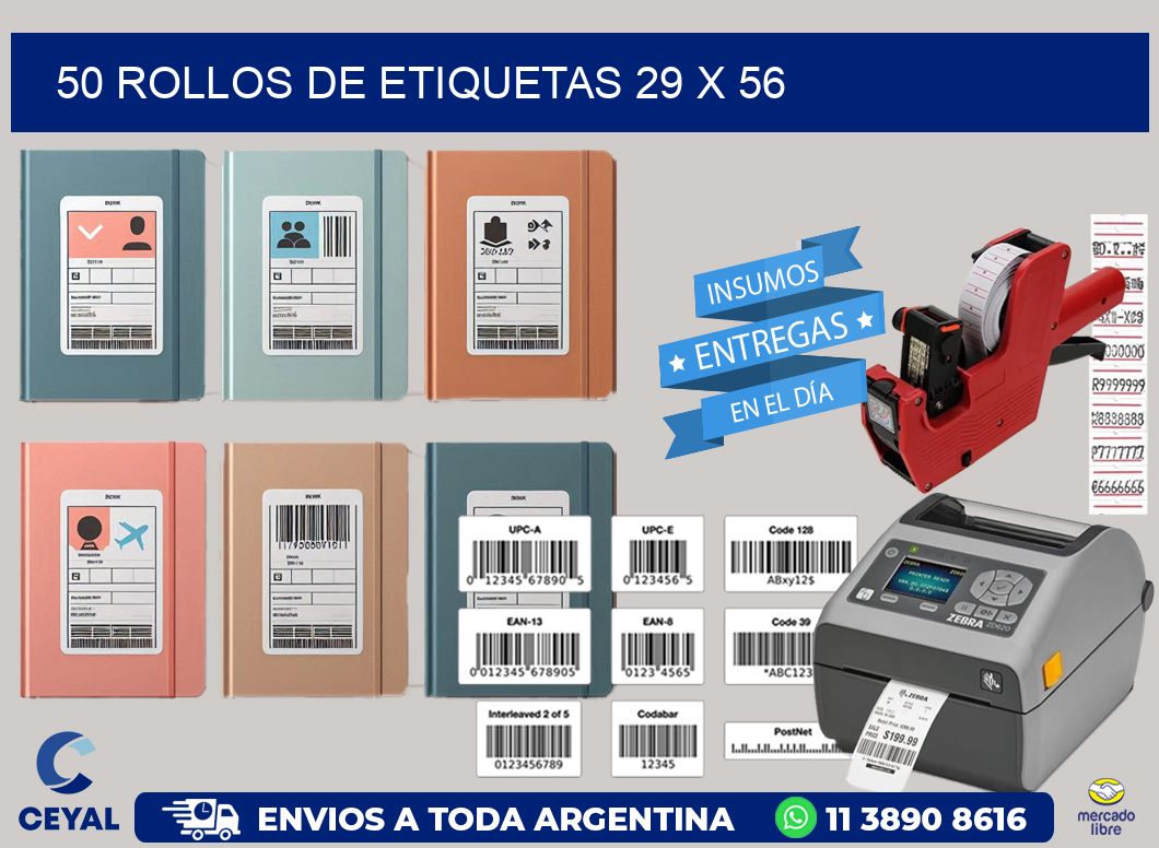 50 ROLLOS DE ETIQUETAS 29 x 56