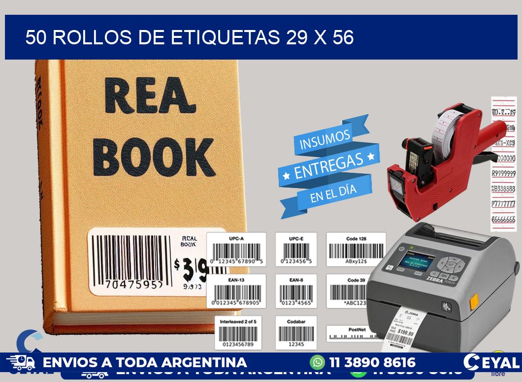 50 ROLLOS DE ETIQUETAS 29 x 56