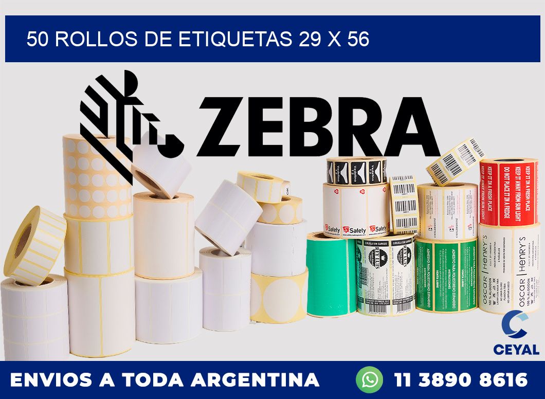 50 ROLLOS DE ETIQUETAS 29 x 56