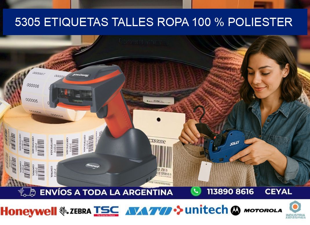 5305 ETIQUETAS TALLES ROPA 100 % POLIESTER