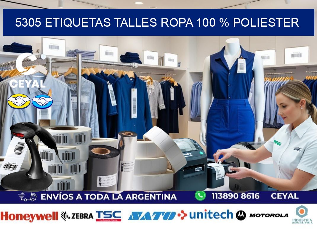 5305 ETIQUETAS TALLES ROPA 100 % POLIESTER