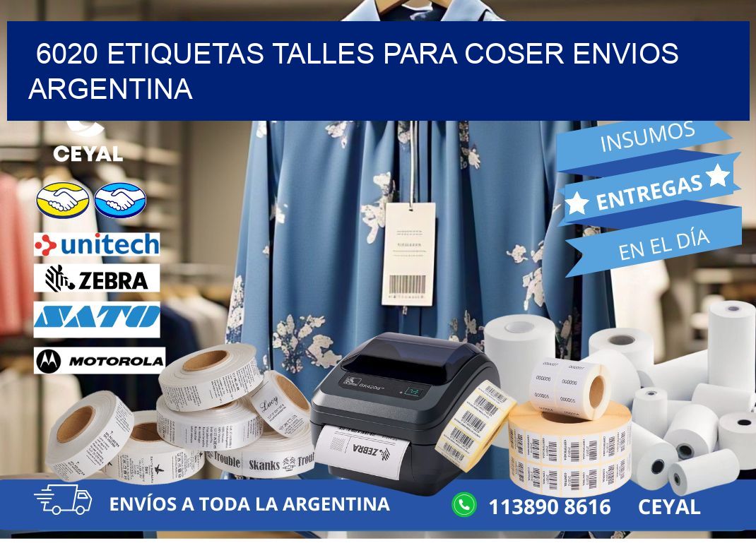 6020 ETIQUETAS TALLES PARA COSER ENVIOS ARGENTINA