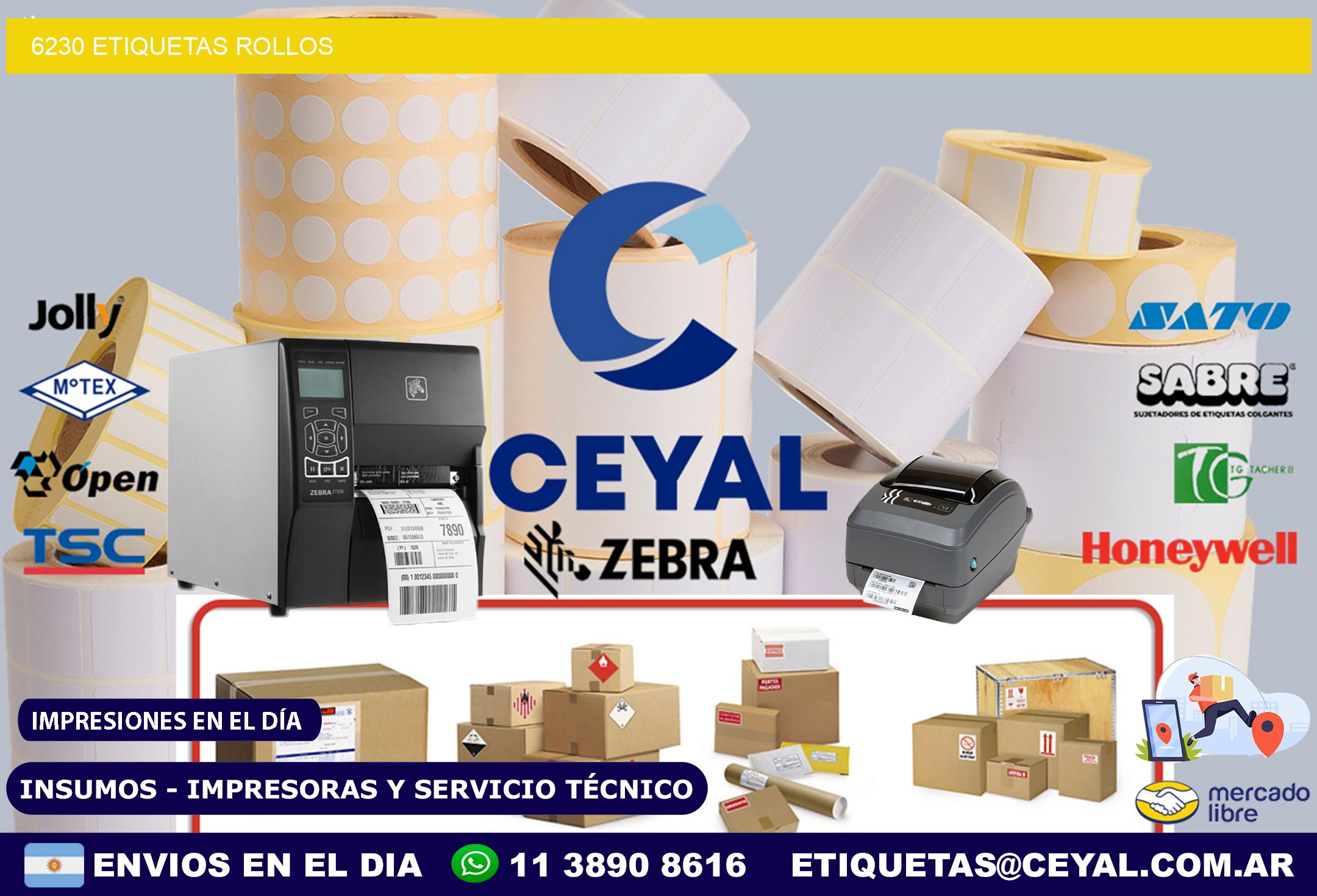 6230 etiquetas rollos
