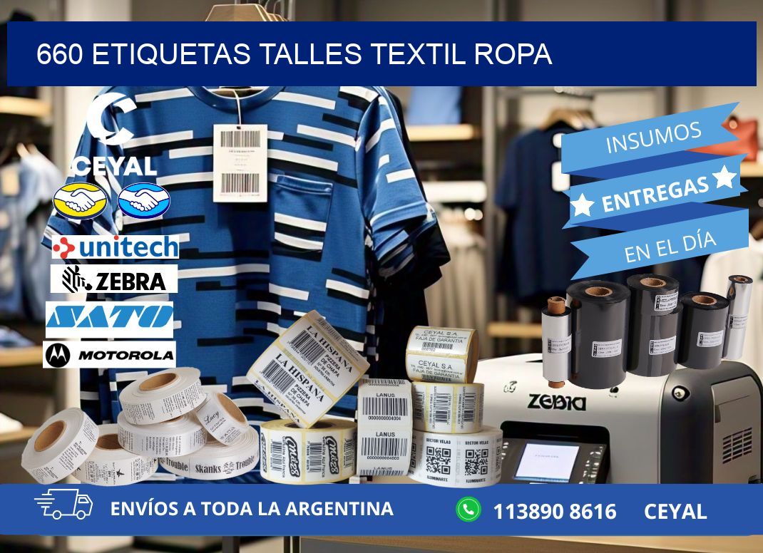 660 ETIQUETAS TALLES TEXTIL ROPA