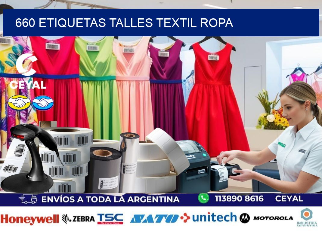 660 ETIQUETAS TALLES TEXTIL ROPA