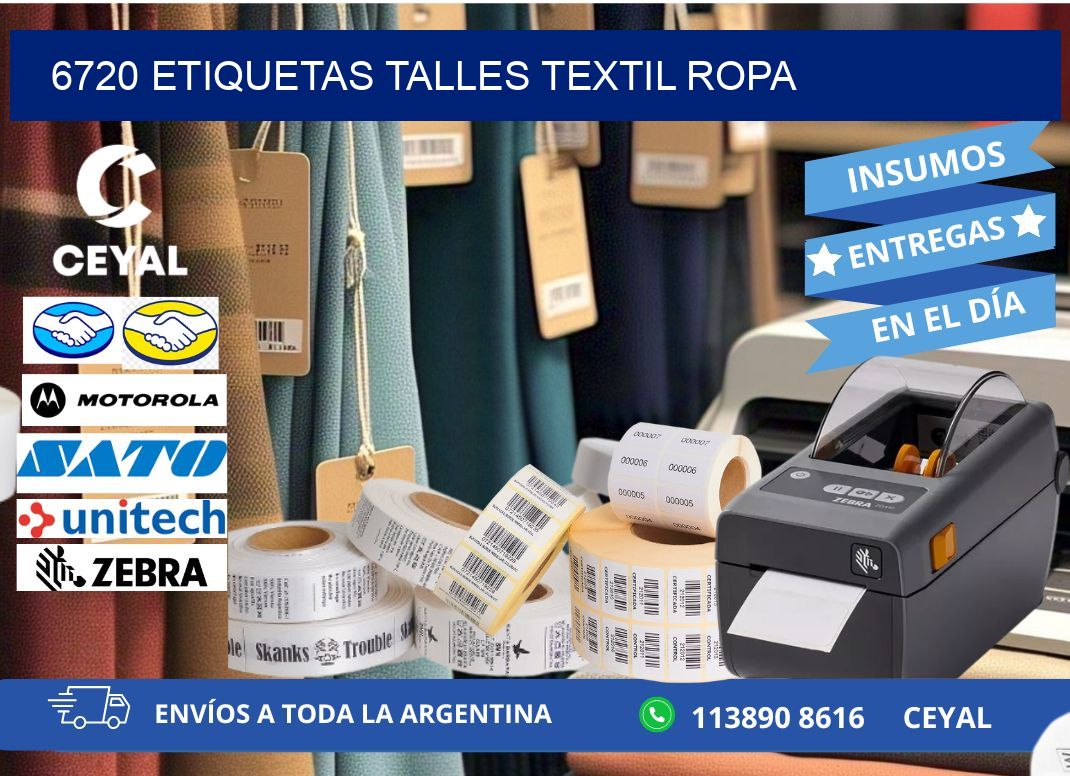 6720 ETIQUETAS TALLES TEXTIL ROPA