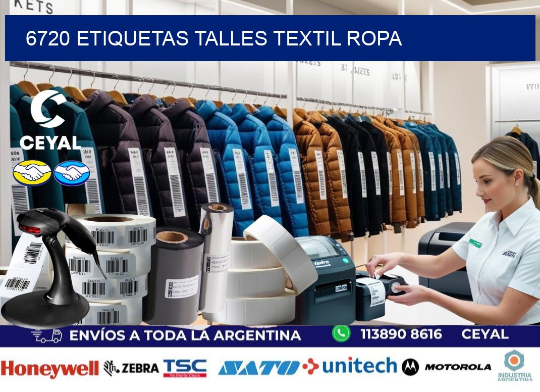 6720 ETIQUETAS TALLES TEXTIL ROPA