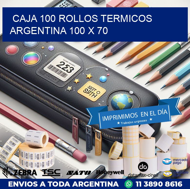 CAJA 100 ROLLOS TERMICOS ARGENTINA 100 x 70