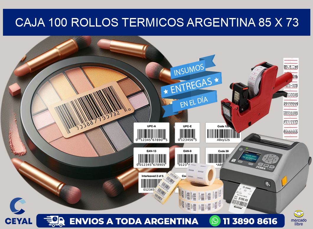 CAJA 100 ROLLOS TERMICOS ARGENTINA 85 x 73
