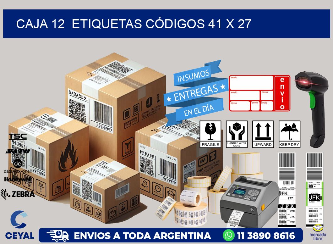 CAJA 12  ETIQUETAS CÓDIGOS 41 x 27