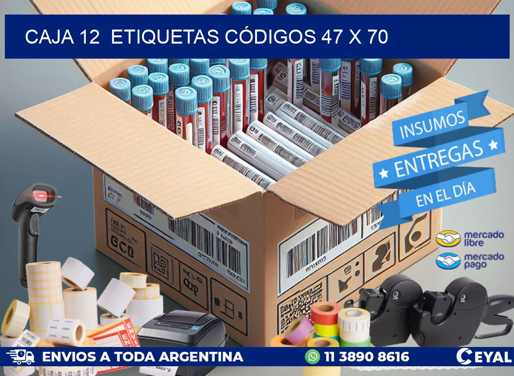 CAJA 12  ETIQUETAS CÓDIGOS 47 x 70