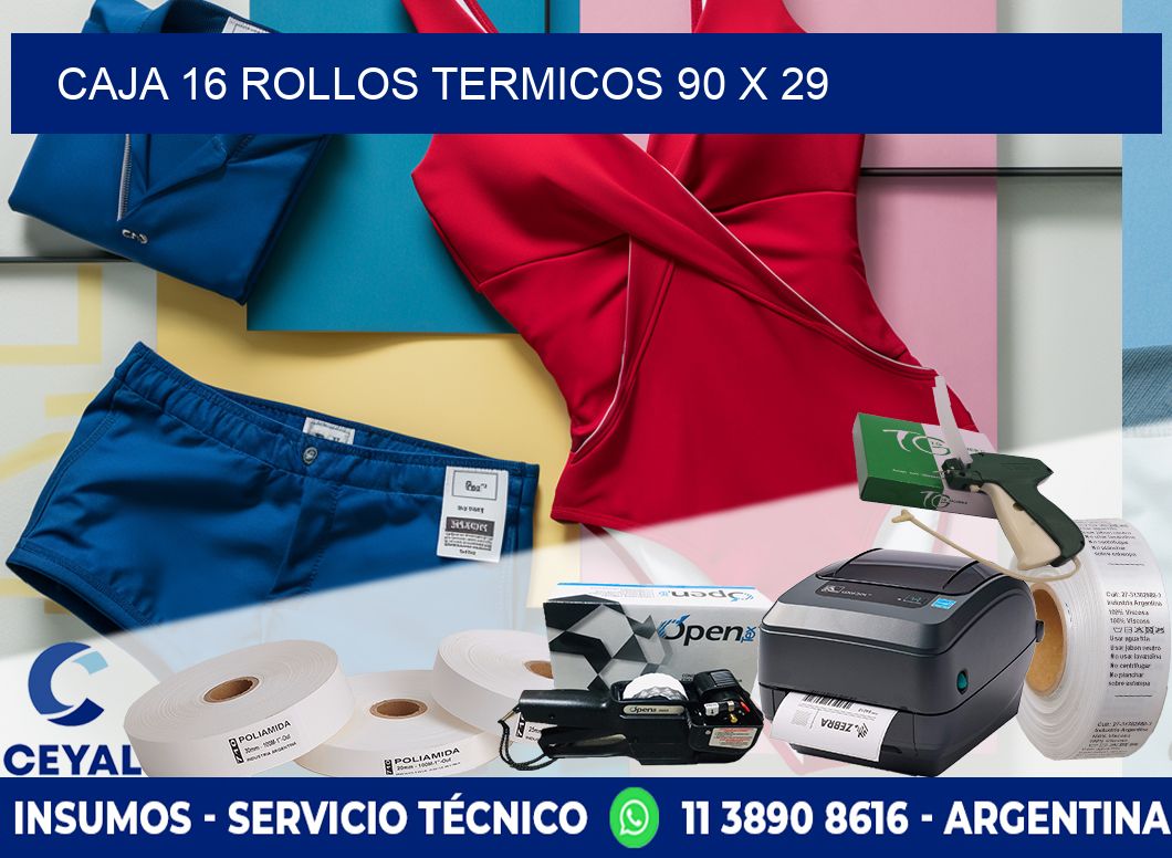 CAJA 16 ROLLOS TERMICOS 90 x 29